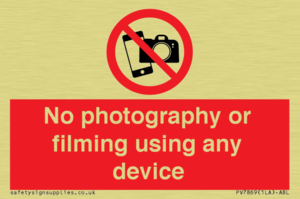No photography or filming using any device